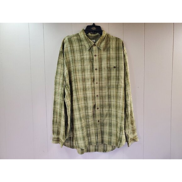 Tommy Bahama Men's XL Silk Green Plaid Long Sleeve Button Down Shirt - Picture 5 of 6